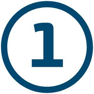 Bold number 1 inside a blue circle on a white background.