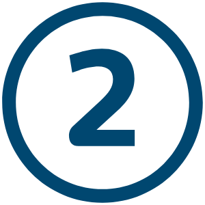 Blue number 2 inside a blue circle on a white background.